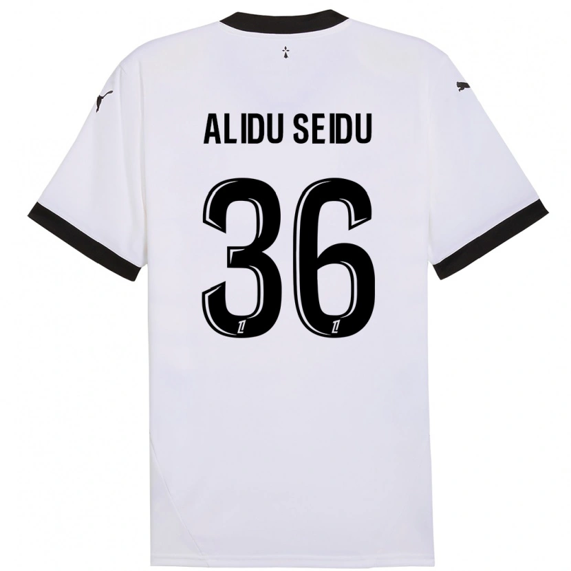 Danxen Mænd Alidu Seidu #36 Hvid Sort Udebane Spillertrøjer 2024/25 Trøje T-Shirt
