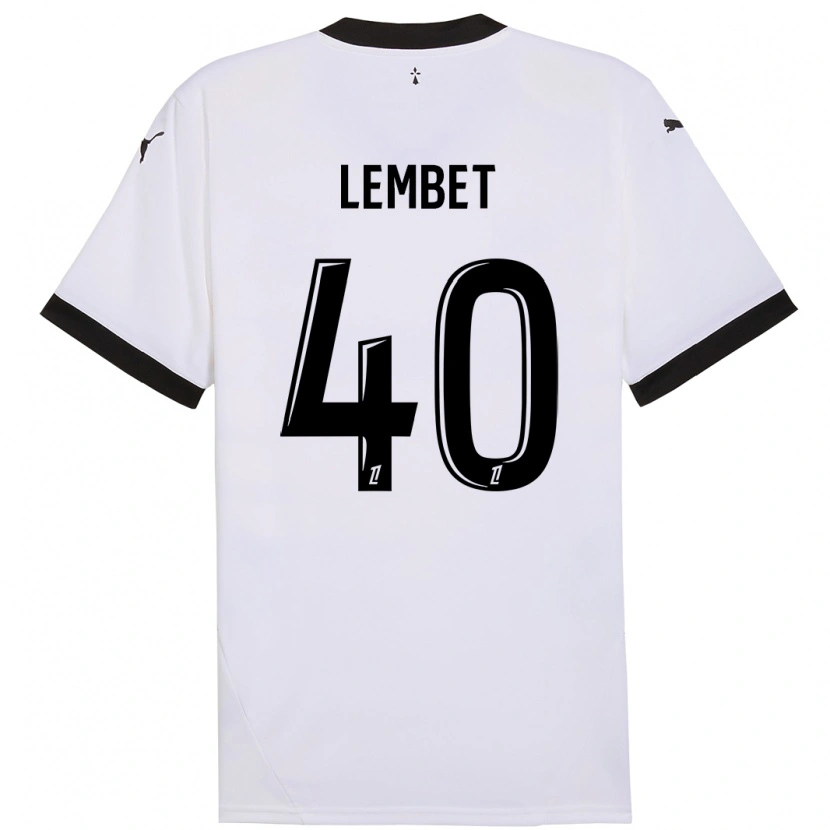 Danxen Mænd Geoffrey Lembet #40 Hvid Sort Udebane Spillertrøjer 2024/25 Trøje T-Shirt