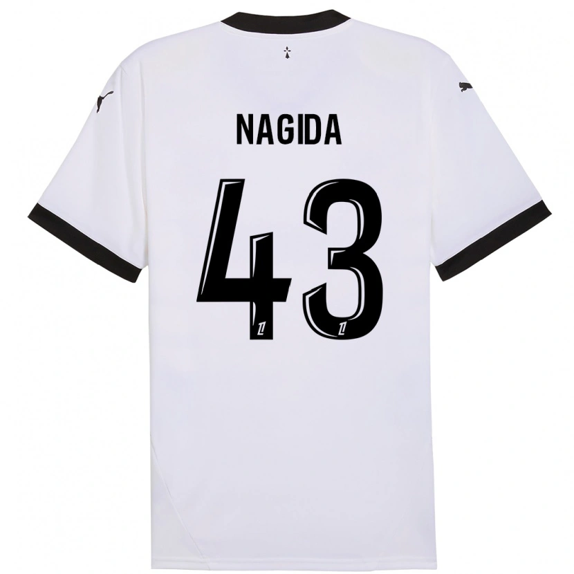 Danxen Mænd Mahamadou Nagida #43 Hvid Sort Udebane Spillertrøjer 2024/25 Trøje T-Shirt