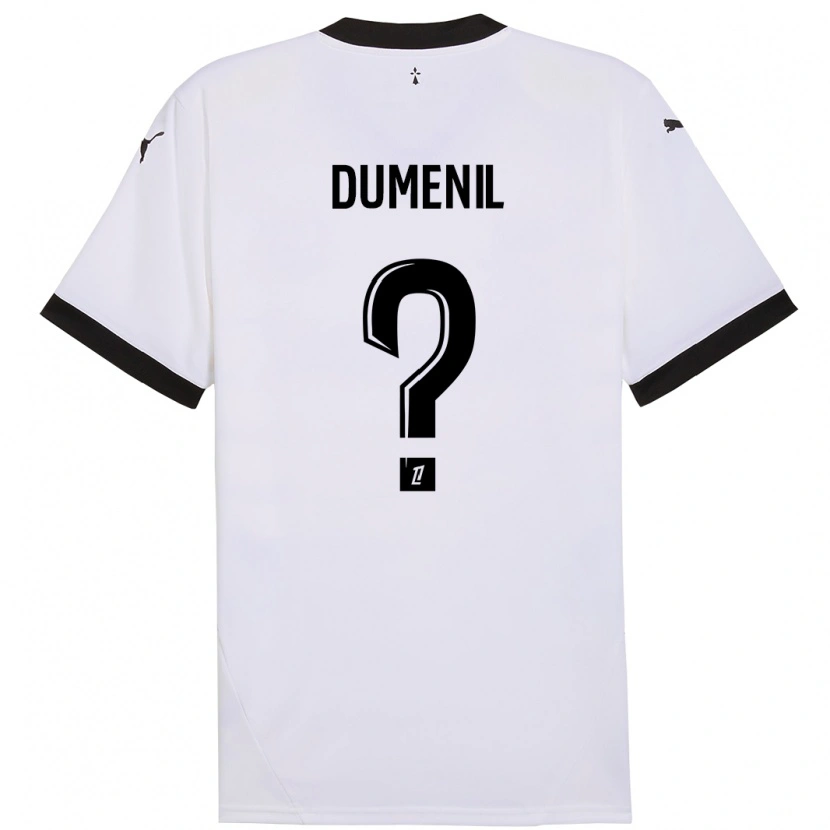 Danxen Mænd Kylian Dumenil #0 Hvid Sort Udebane Spillertrøjer 2024/25 Trøje T-Shirt