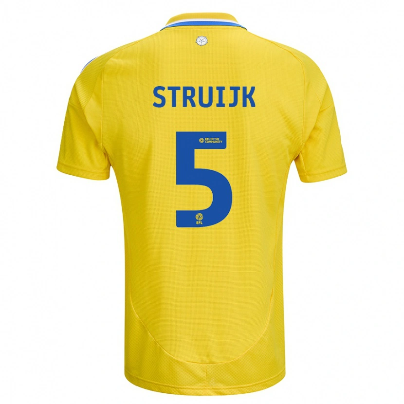 Danxen Mænd Pascal Struijk #5 Gul Blå Udebane Spillertrøjer 2024/25 Trøje T-Shirt