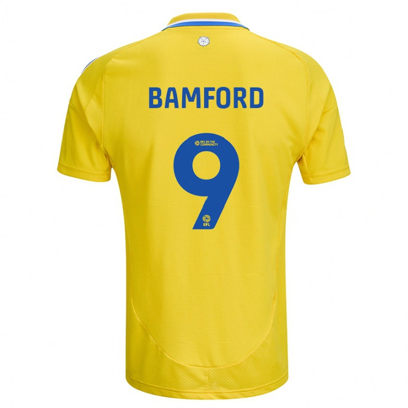 Danxen Mænd Patrick Bamford #9 Gul Blå Udebane Spillertrøjer 2024/25 Trøje T-Shirt