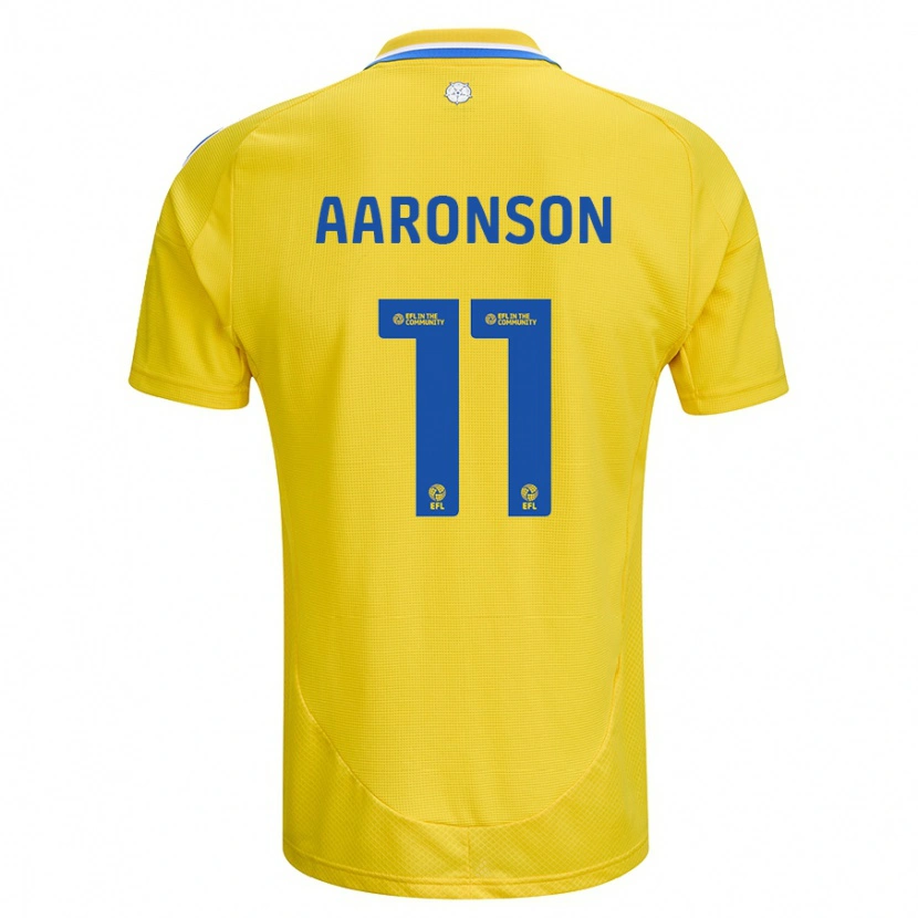 Danxen Mænd Brenden Aaronson #11 Gul Blå Udebane Spillertrøjer 2024/25 Trøje T-Shirt