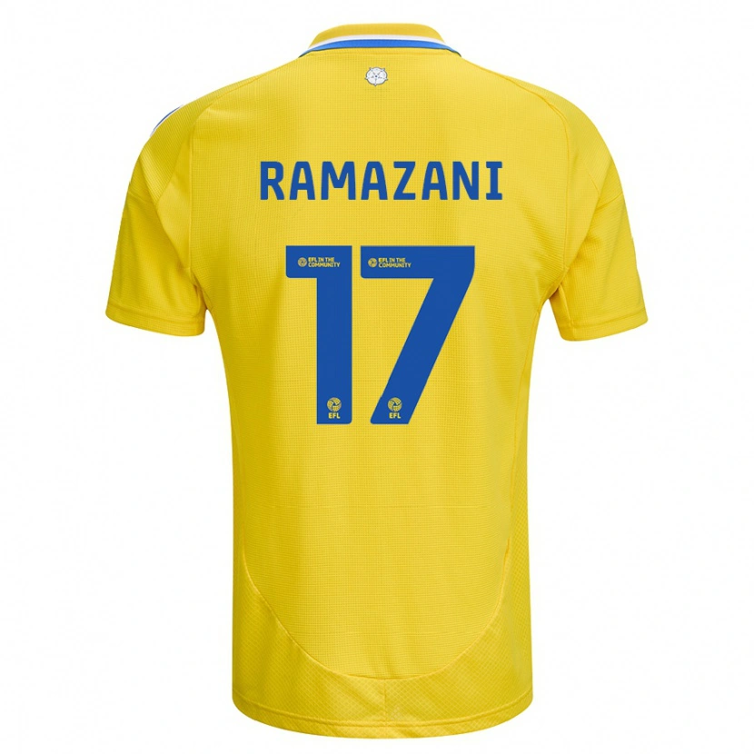 Danxen Mænd Largie Ramazani #17 Gul Blå Udebane Spillertrøjer 2024/25 Trøje T-Shirt