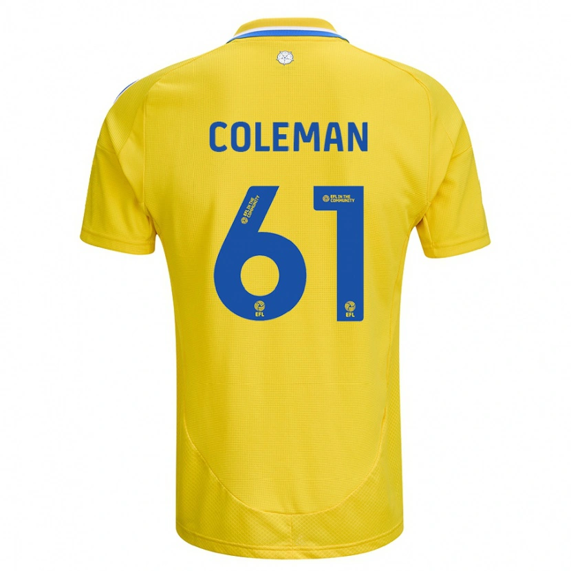 Danxen Mænd Cian Coleman #61 Gul Blå Udebane Spillertrøjer 2024/25 Trøje T-Shirt