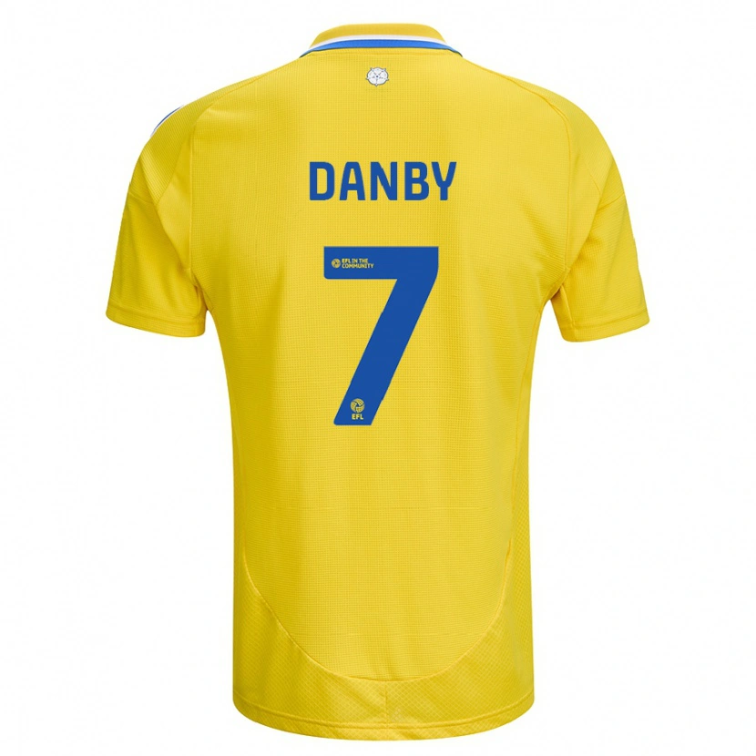 Danxen Mænd Sarah Danby #7 Gul Blå Udebane Spillertrøjer 2024/25 Trøje T-Shirt