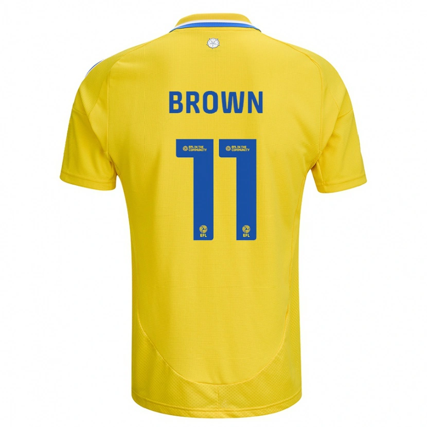 Danxen Mænd Abbie Brown #11 Gul Blå Udebane Spillertrøjer 2024/25 Trøje T-Shirt