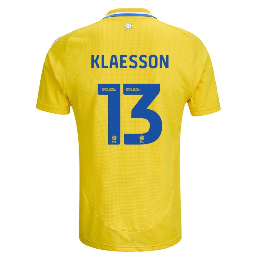 Danxen Mænd Kristoffer Klaesson #13 Gul Blå Udebane Spillertrøjer 2024/25 Trøje T-Shirt