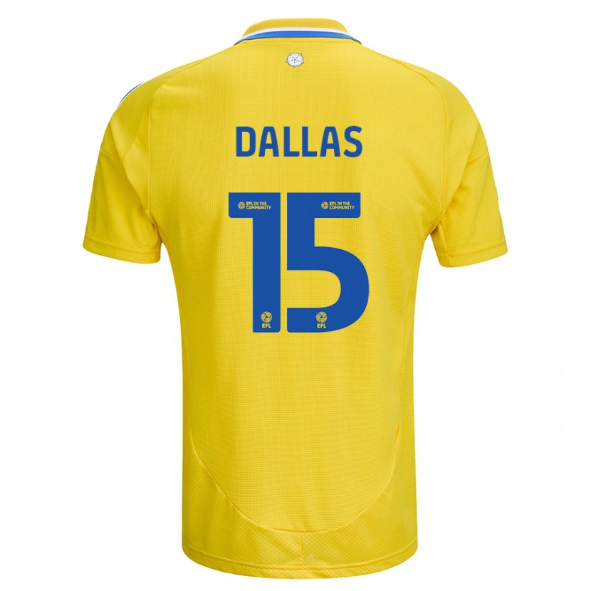 Danxen Mænd Stuart Dallas #15 Gul Blå Udebane Spillertrøjer 2024/25 Trøje T-Shirt