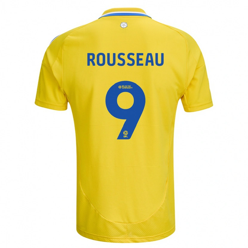 Danxen Mænd Jess Rousseau #9 Gul Blå Udebane Spillertrøjer 2024/25 Trøje T-Shirt