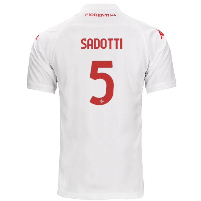 Danxen Mænd Edoardo Sadotti #5 Hvid Udebane Spillertrøjer 2024/25 Trøje T-Shirt