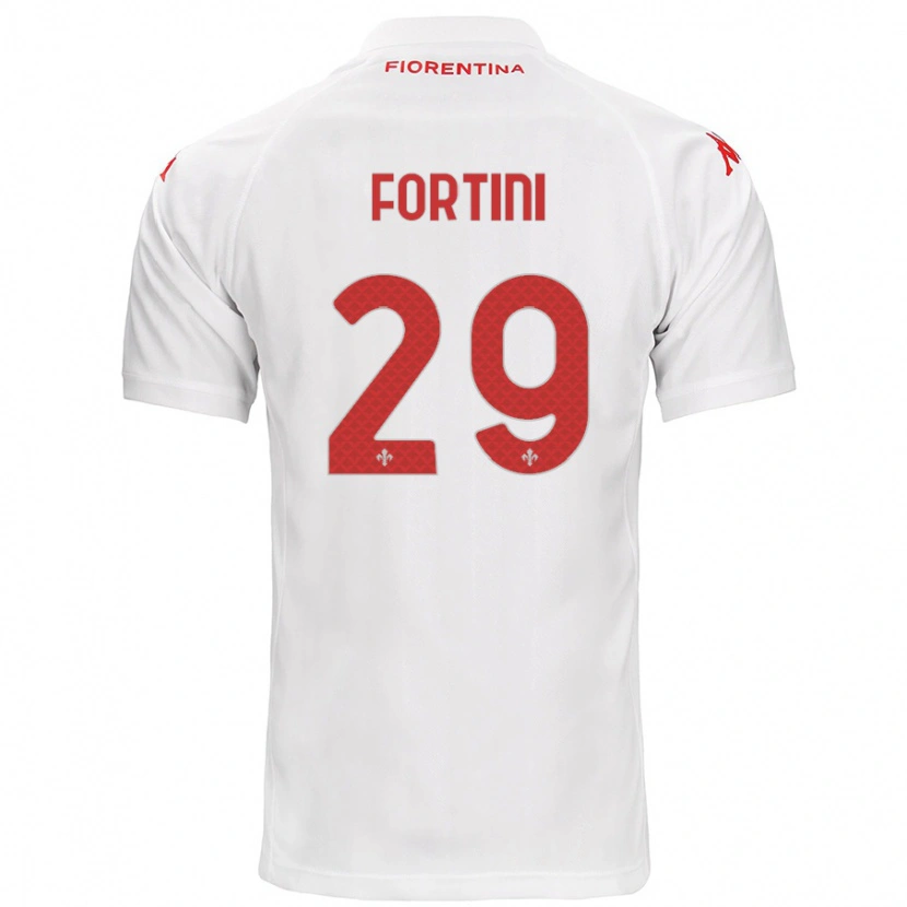 Danxen Mænd Niccolò Fortini #29 Hvid Udebane Spillertrøjer 2024/25 Trøje T-Shirt