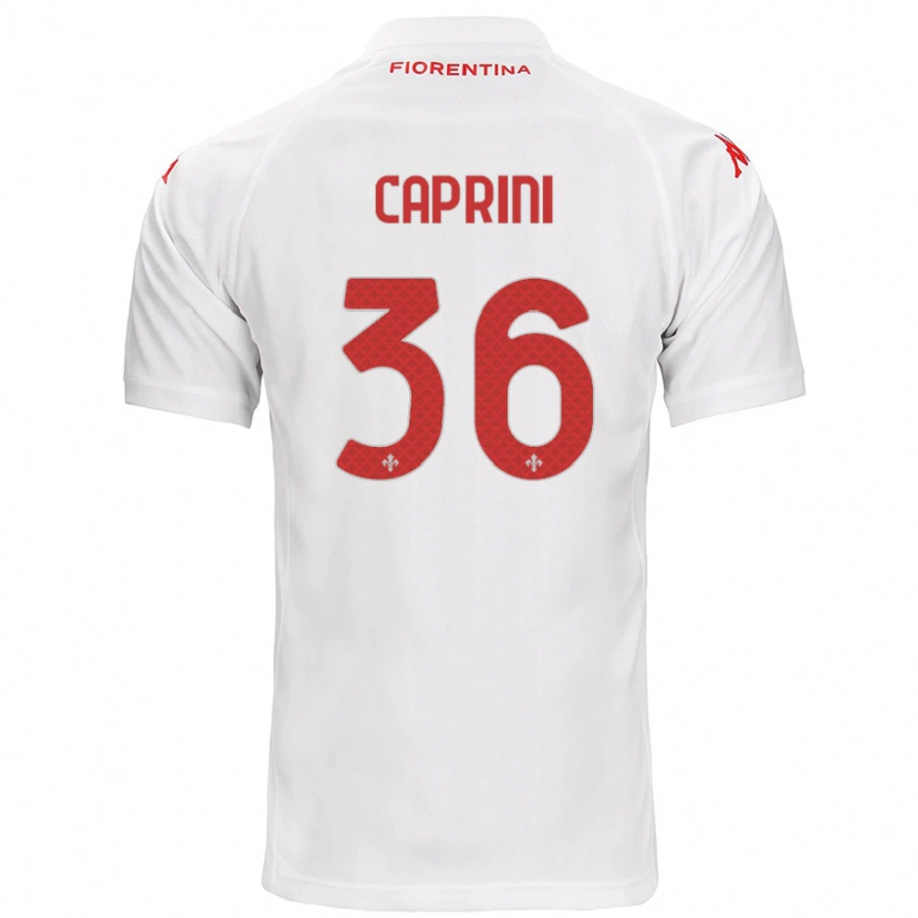 Danxen Mænd Maat Daniel Caprini #36 Hvid Udebane Spillertrøjer 2024/25 Trøje T-Shirt