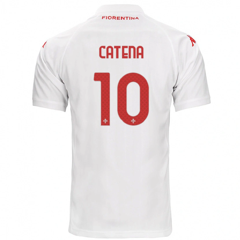 Danxen Mænd Michaela Catena #10 Hvid Udebane Spillertrøjer 2024/25 Trøje T-Shirt