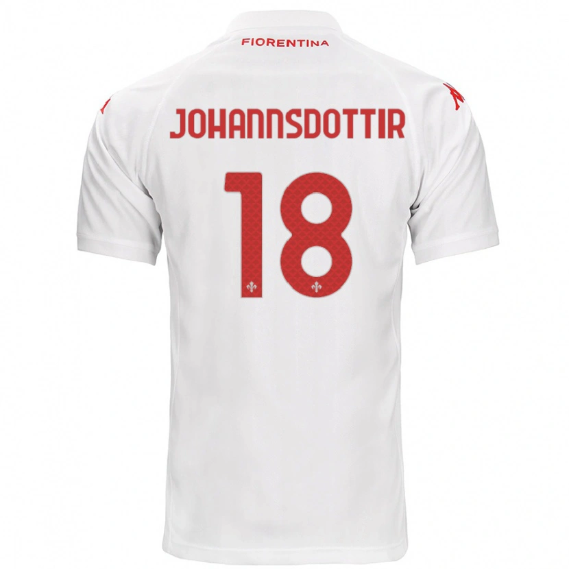 Danxen Mænd Alexandra Jóhannsdóttir #18 Hvid Udebane Spillertrøjer 2024/25 Trøje T-Shirt