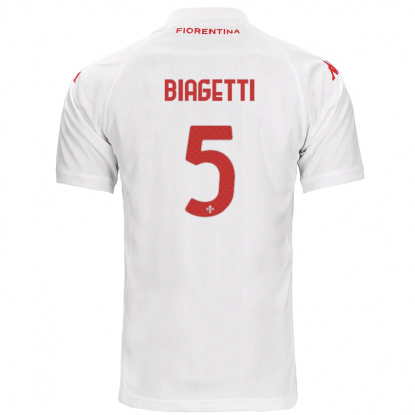 Danxen Mænd Christian Biagetti #5 Hvid Udebane Spillertrøjer 2024/25 Trøje T-Shirt
