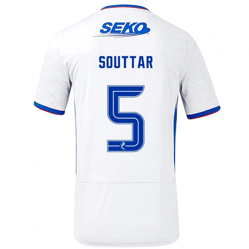 Danxen Mænd John Souttar #5 Hvid Blå Udebane Spillertrøjer 2024/25 Trøje T-Shirt
