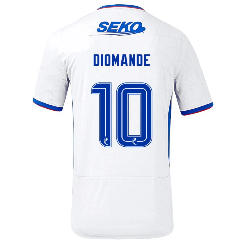 Danxen Mænd Mohamed Diomandé #10 Hvid Blå Udebane Spillertrøjer 2024/25 Trøje T-Shirt