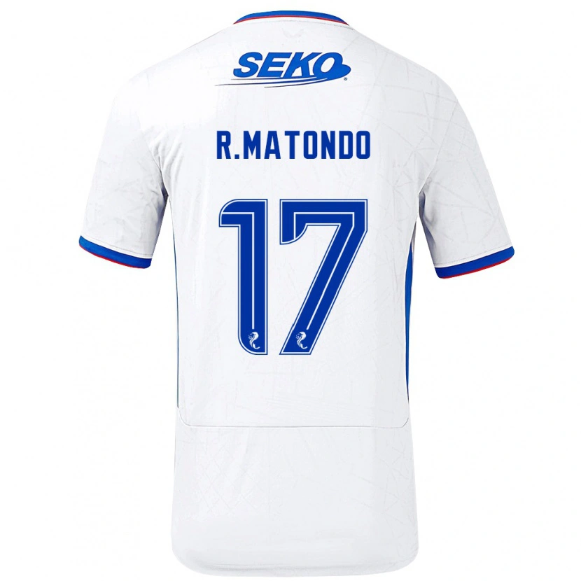 Danxen Mænd Rabbi Matondo #17 Hvid Blå Udebane Spillertrøjer 2024/25 Trøje T-Shirt