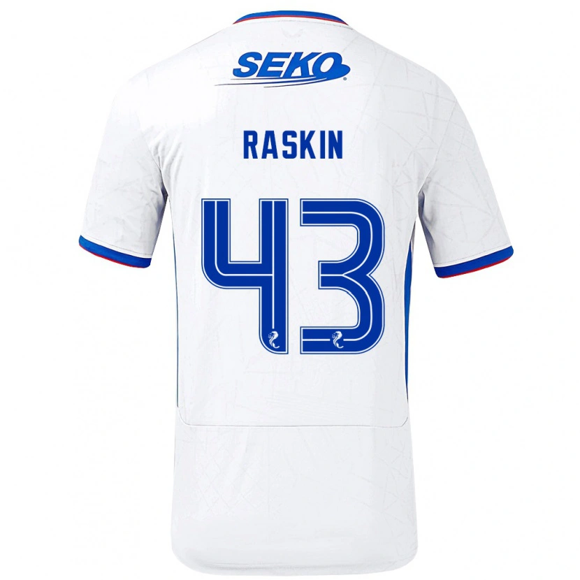 Danxen Mænd Nicolas Raskin #43 Hvid Blå Udebane Spillertrøjer 2024/25 Trøje T-Shirt
