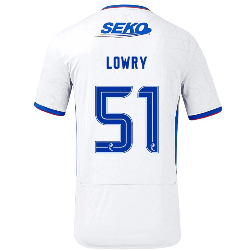 Danxen Mænd Alex Lowry #51 Hvid Blå Udebane Spillertrøjer 2024/25 Trøje T-Shirt