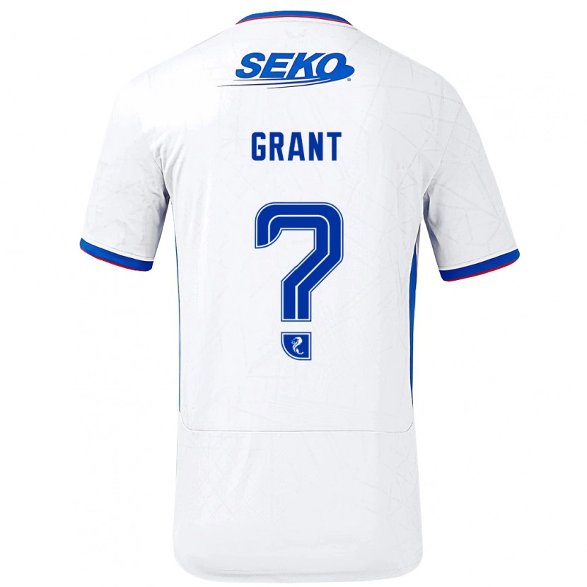 Danxen Mænd Leyton Grant #0 Hvid Blå Udebane Spillertrøjer 2024/25 Trøje T-Shirt