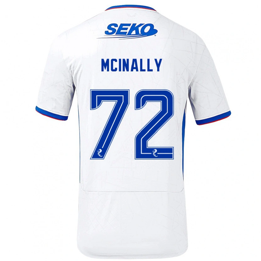 Danxen Mænd Darren Mcinally #72 Hvid Blå Udebane Spillertrøjer 2024/25 Trøje T-Shirt