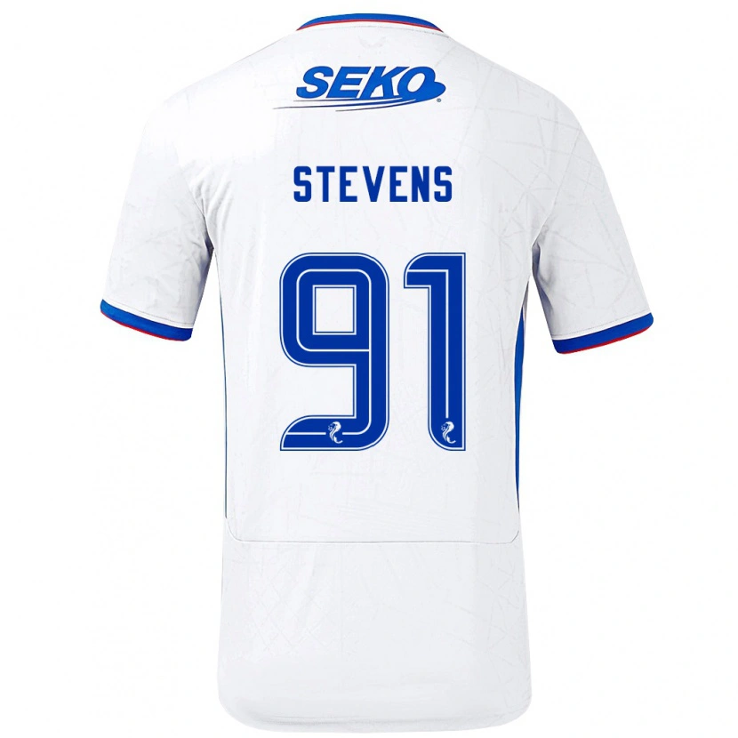 Danxen Mænd Archie Stevens #91 Hvid Blå Udebane Spillertrøjer 2024/25 Trøje T-Shirt