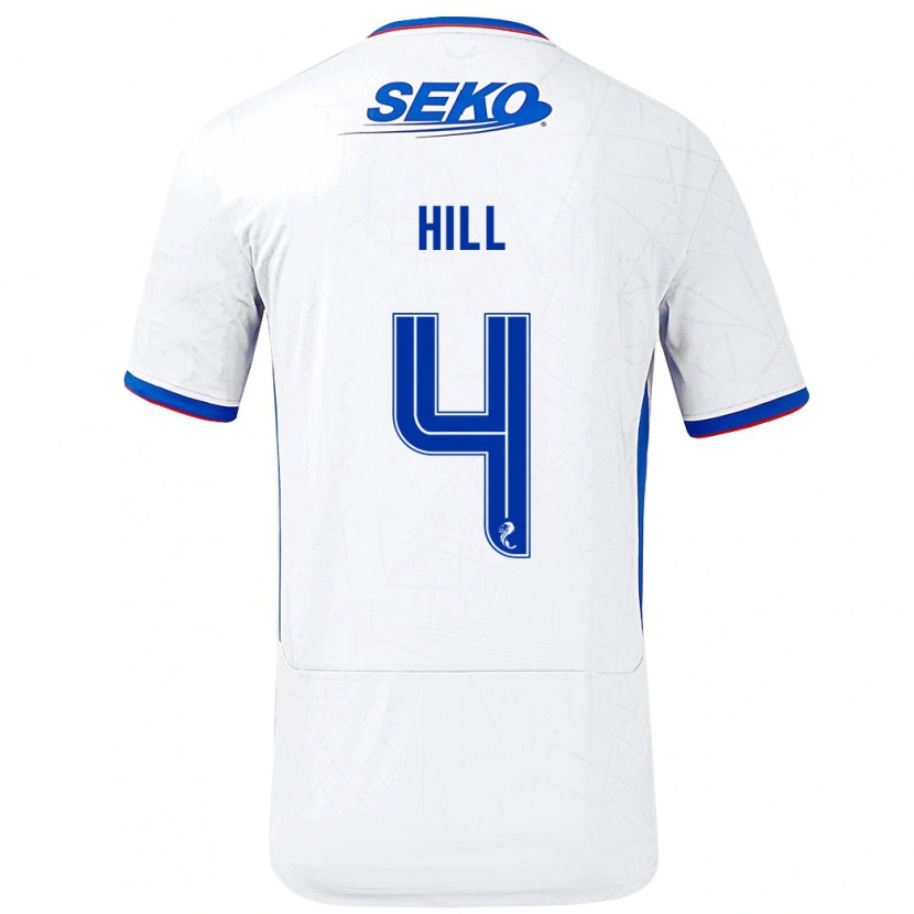Danxen Mænd Kathryn Hill #4 Hvid Blå Udebane Spillertrøjer 2024/25 Trøje T-Shirt