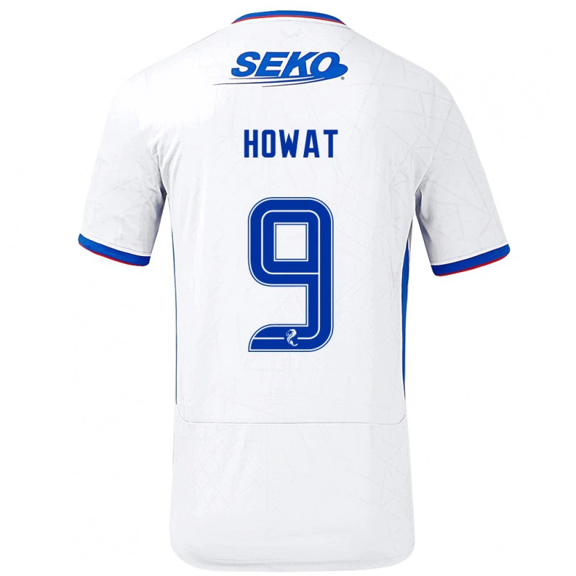 Danxen Mænd Kirsty Howat #9 Hvid Blå Udebane Spillertrøjer 2024/25 Trøje T-Shirt