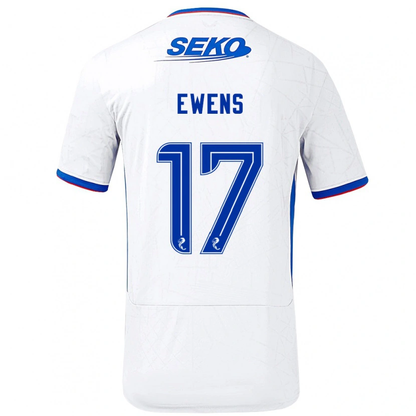 Danxen Mænd Sarah Ewens #17 Hvid Blå Udebane Spillertrøjer 2024/25 Trøje T-Shirt