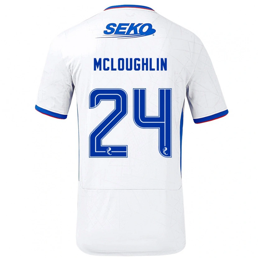 Danxen Mænd Olivia Mcloughlin #24 Hvid Blå Udebane Spillertrøjer 2024/25 Trøje T-Shirt