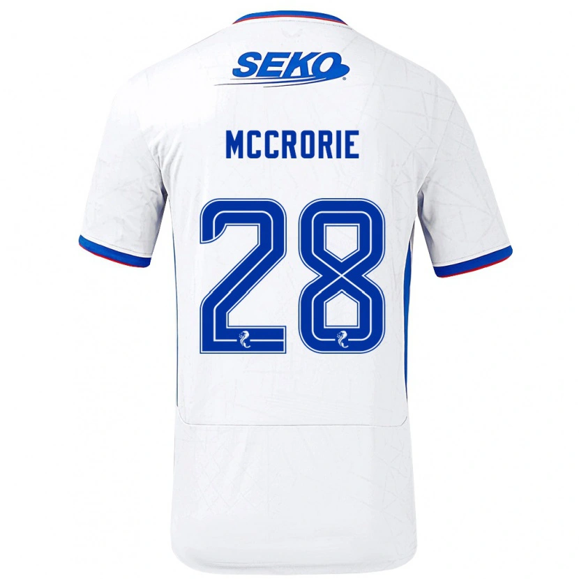 Danxen Mænd Robby Mccrorie #28 Hvid Blå Udebane Spillertrøjer 2024/25 Trøje T-Shirt