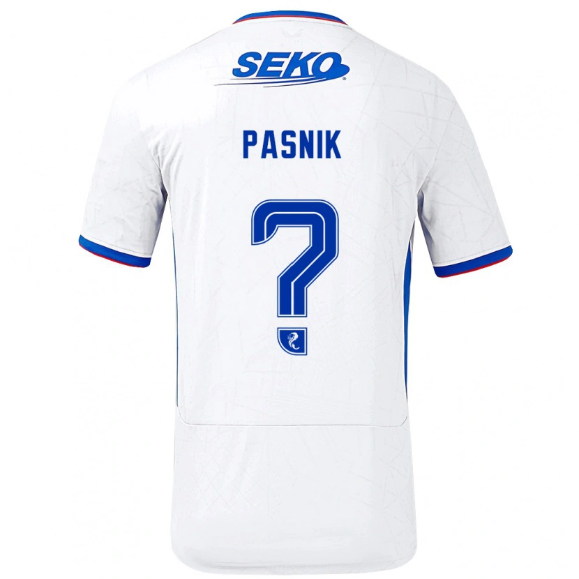 Danxen Mænd Tyler Pasnik #0 Hvid Blå Udebane Spillertrøjer 2024/25 Trøje T-Shirt