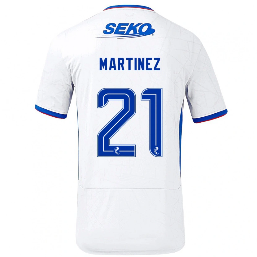 Danxen Mænd Lisa Martinez #21 Hvid Blå Udebane Spillertrøjer 2024/25 Trøje T-Shirt