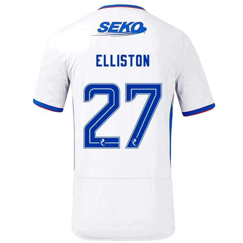 Danxen Mænd Maddie Elliston #27 Hvid Blå Udebane Spillertrøjer 2024/25 Trøje T-Shirt