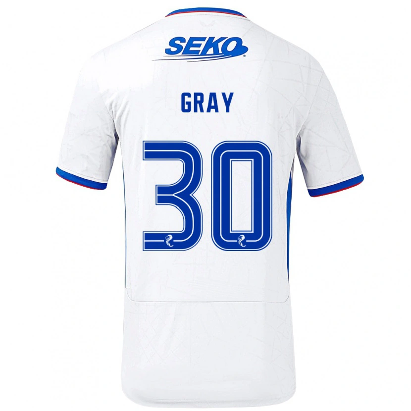 Danxen Mænd Georgia Gray #30 Hvid Blå Udebane Spillertrøjer 2024/25 Trøje T-Shirt