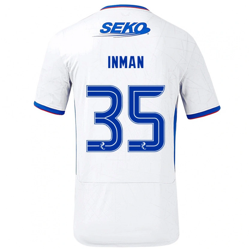 Danxen Mænd Lucy Inman #35 Hvid Blå Udebane Spillertrøjer 2024/25 Trøje T-Shirt