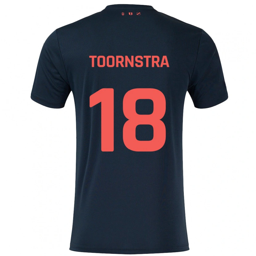 Danxen Mænd Jens Toornstra #18 Sort Rød Udebane Spillertrøjer 2024/25 Trøje T-Shirt