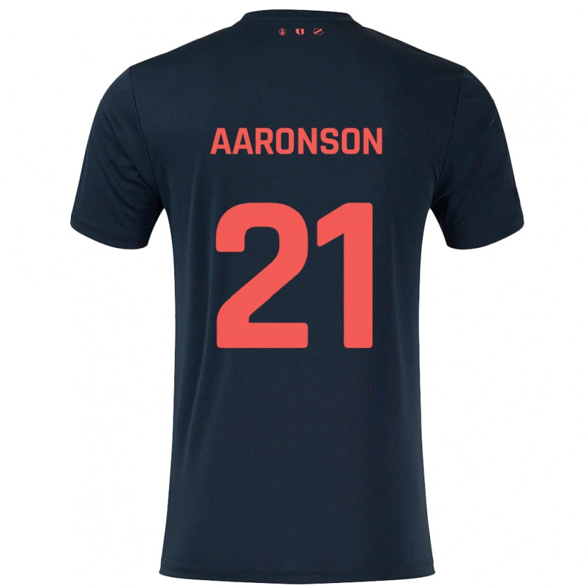 Danxen Mænd Paxten Aaronson #21 Sort Rød Udebane Spillertrøjer 2024/25 Trøje T-Shirt