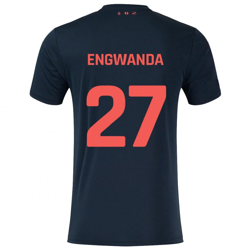Danxen Mænd Alonzo Engwanda #27 Sort Rød Udebane Spillertrøjer 2024/25 Trøje T-Shirt