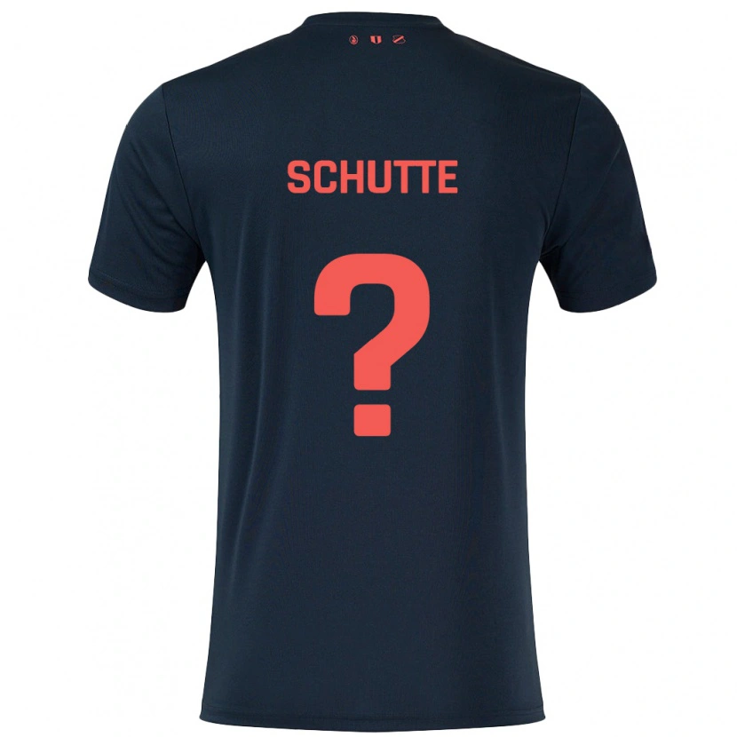 Danxen Mænd Olivier Schutte #0 Sort Rød Udebane Spillertrøjer 2024/25 Trøje T-Shirt