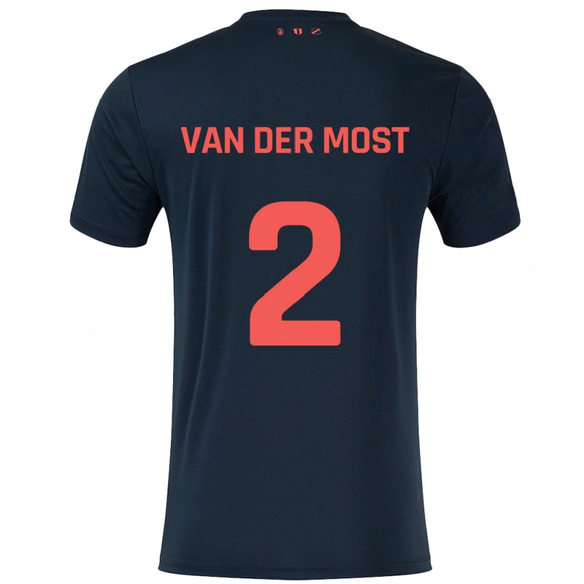 Danxen Mænd Liza Van Der Most #2 Sort Rød Udebane Spillertrøjer 2024/25 Trøje T-Shirt