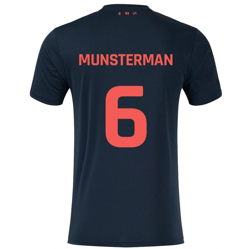 Danxen Mænd Marthe Munsterman #6 Sort Rød Udebane Spillertrøjer 2024/25 Trøje T-Shirt