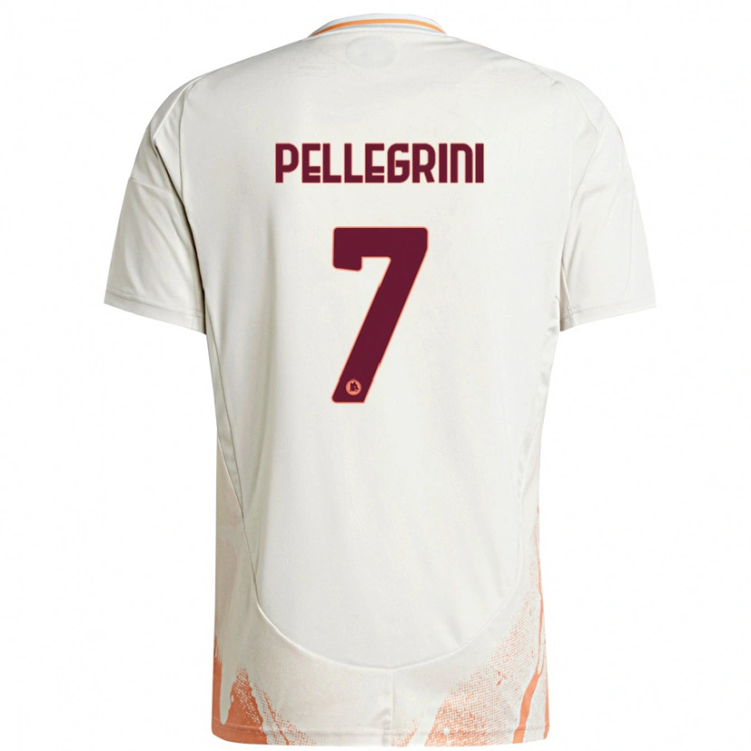 Danxen Mænd Lorenzo Pellegrini #7 Creme Hvid Orange Udebane Spillertrøjer 2024/25 Trøje T-Shirt