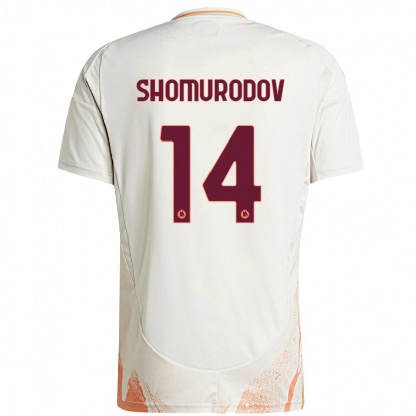 Danxen Mænd Eldor Shomurodov #14 Creme Hvid Orange Udebane Spillertrøjer 2024/25 Trøje T-Shirt