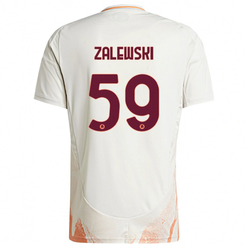 Danxen Mænd Nicola Zalewski #59 Creme Hvid Orange Udebane Spillertrøjer 2024/25 Trøje T-Shirt