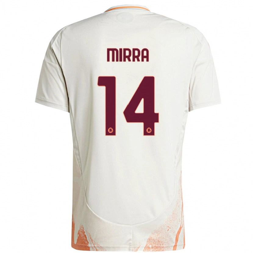 Danxen Mænd Jacopo Mirra #14 Creme Hvid Orange Udebane Spillertrøjer 2024/25 Trøje T-Shirt
