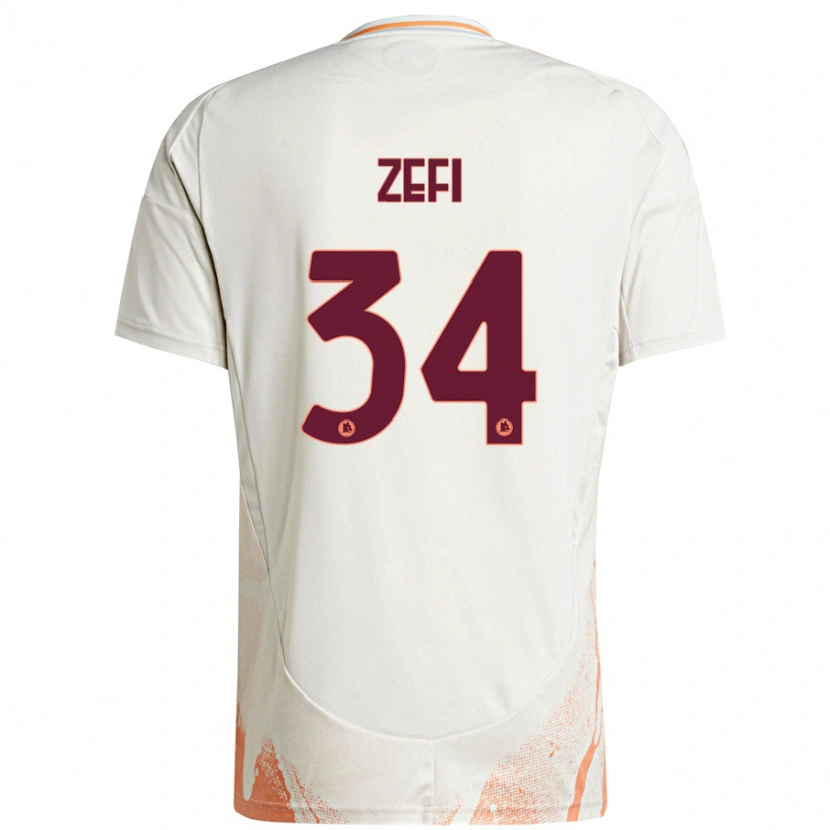 Danxen Mænd Kevin Zefi #34 Creme Hvid Orange Udebane Spillertrøjer 2024/25 Trøje T-Shirt