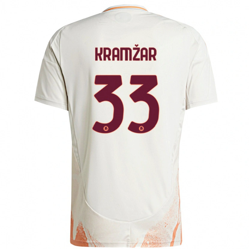 Danxen Mænd Zara Kramžar #33 Creme Hvid Orange Udebane Spillertrøjer 2024/25 Trøje T-Shirt
